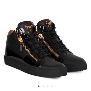 Giuseppe Zanotti Metal Signature Logo Black Leather High Top Sneaker Kriss 38/ 8